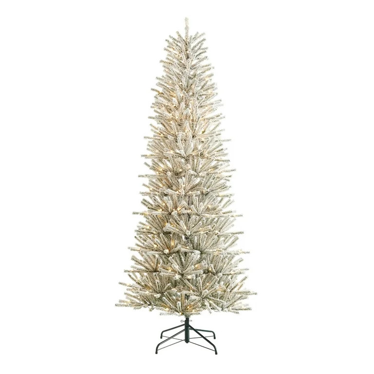 Holiday Time Árbol de Navidad Artificial de Abeto Flocado Clinton LED Preiluminado de 7,5 Pies, ... | Walmart (US)
