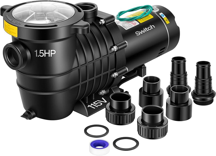 VIVOHOME 1.5 HP 6027 GPH Powerful Copper Motor Self-priming 115V Swimming Pool Pump w/ON/OFF Swit... | Amazon (US)