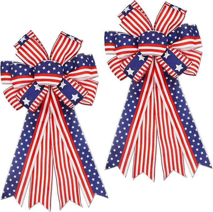 【Value 2 pack set】 You will receive 2 pieces of 20"x11" 4th of July bows, perfect for adding ... | Amazon (US)