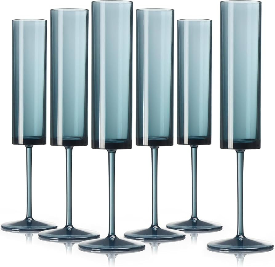 6 copas de champán azul con clase, copas de cóctel azul oscuro, copas de champán de plástico,... | Amazon (US)