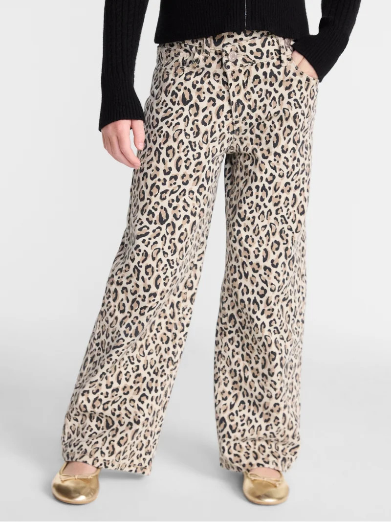 Wonder Nation Girls Crossover Waist Wide Leg Jeans, Sizes 5-18 | Walmart (US)
