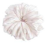 White Scrunchies Fancy Large Big Satin Chiffon Ponytail Holder Stylish Retro 80s and 90s Accessories | Amazon (US)