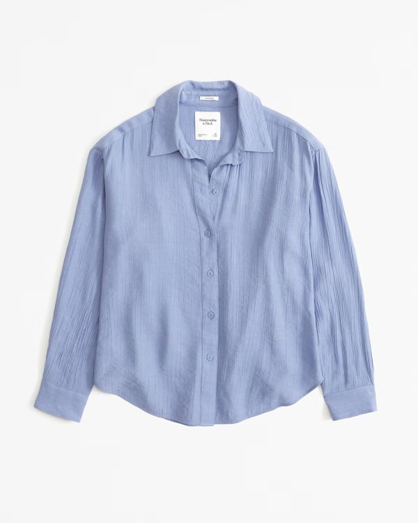 Women's Oversized Crinkle Textured Shirt | Women's Tops | Abercrombie.com | Abercrombie & Fitch (US)