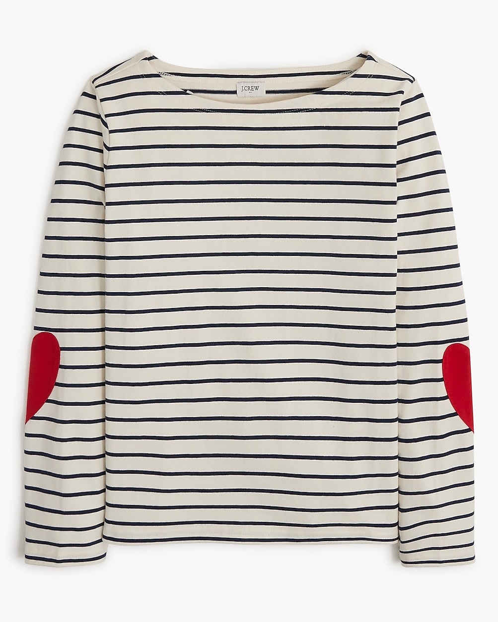 Boatneck striped top with heart elbow patches | J.Crew Factory