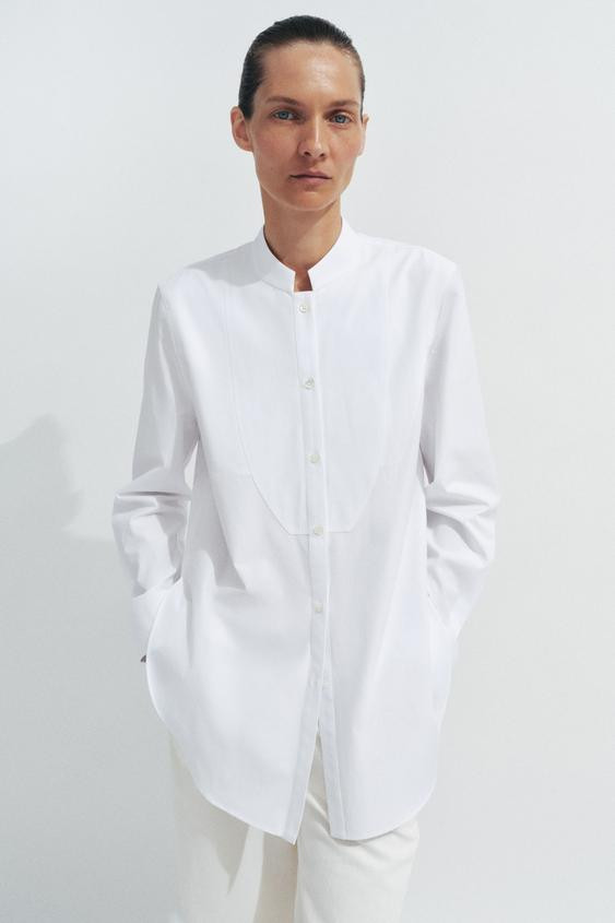 ZW COLLECTION POPLIN BIB SHIRT | Zara Canada