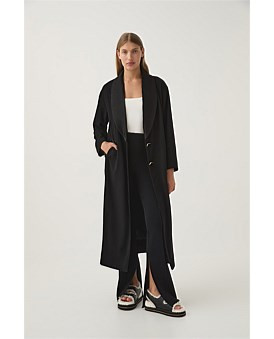 David Jones Aje Kara Long Line Crepe Coat in Black, Size 10 AU | David Jones (Australia & New Zealand)