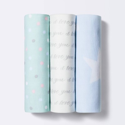 Muslin Swaddle Blanket I Love You to the Moon and Back - 3pk - Cloud Island™ | Target