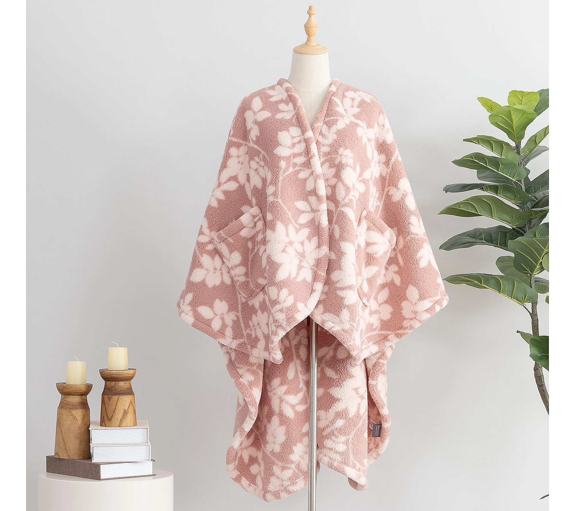 As Is Berkshire Botanical Vine Sherpa Wearable Throw | QVC
