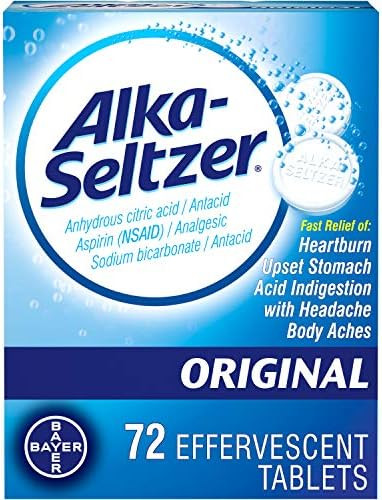 Alka-Seltzer Original Effervescent Tablets - Fast Relief of Heartburn, Upset Stomach, Acid Indigesti | Amazon (US)