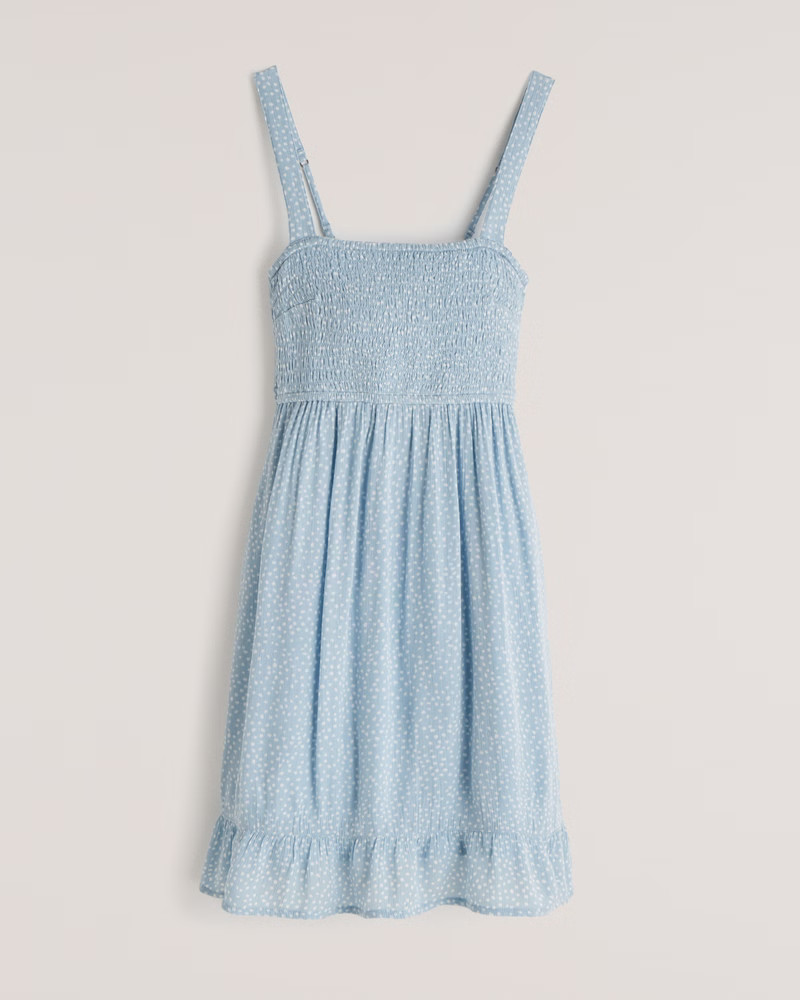 Smocked Squareneck Mini Dress | Abercrombie & Fitch (US)