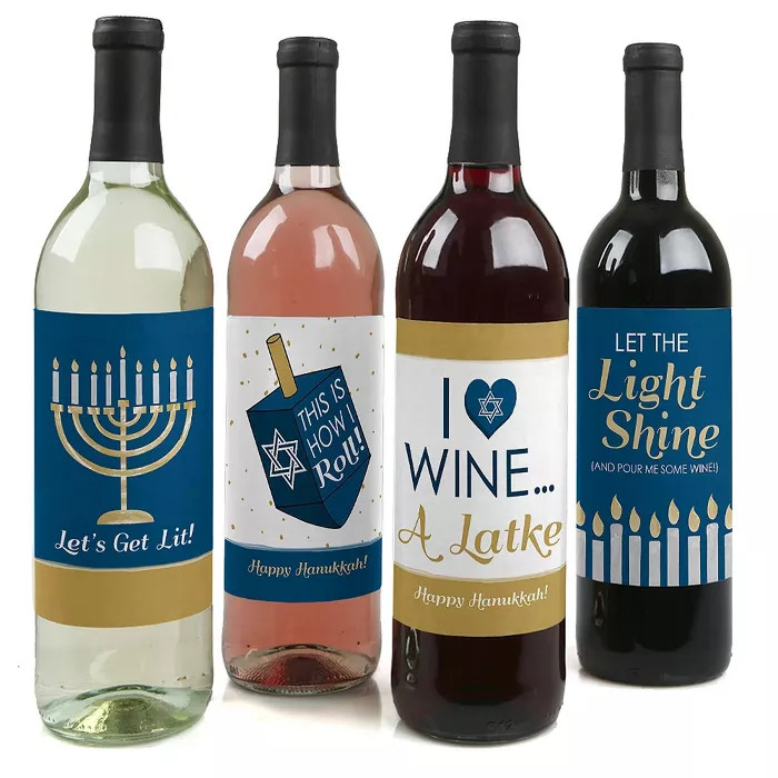 Big Dot of Happiness Happy Hanukkah - Chanukah Decorations for Women and Men - Wine Bottle Label ... | Target