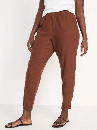 High-Waisted Cropped Linen Pants for Women | Old Navy (US)