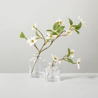 Set of 2 Faux Dogwood Flower Stem Glass Arrangement Set - Hearth & Hand™ with Magnolia | Amazon (US)