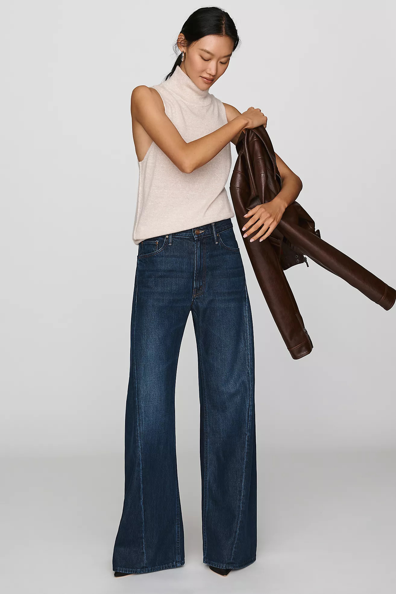 MOTHER The Lemon Twist Sneak High-Rise Wide-Leg Jeans | Anthropologie (US)