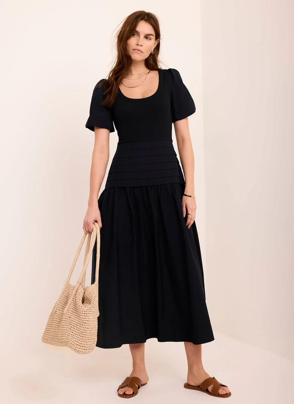 Navy Cotton Blend Maxi Dress | Mint Velvet