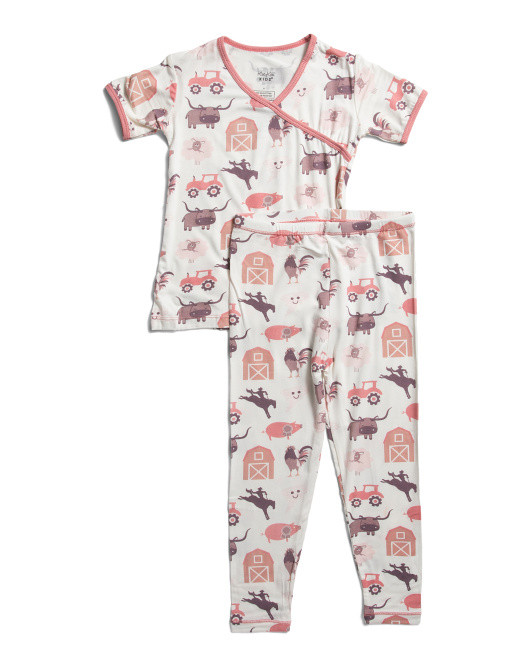 Toddler And Little Girls 2pc Rowdy Howdy Kimono Pajama Set | TJ Maxx