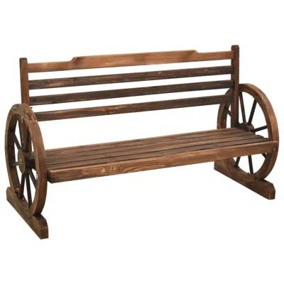 Wheel Bench Garden Wooden Wheel Bench with Backrest Solid Wood Fir | Wayfair North America