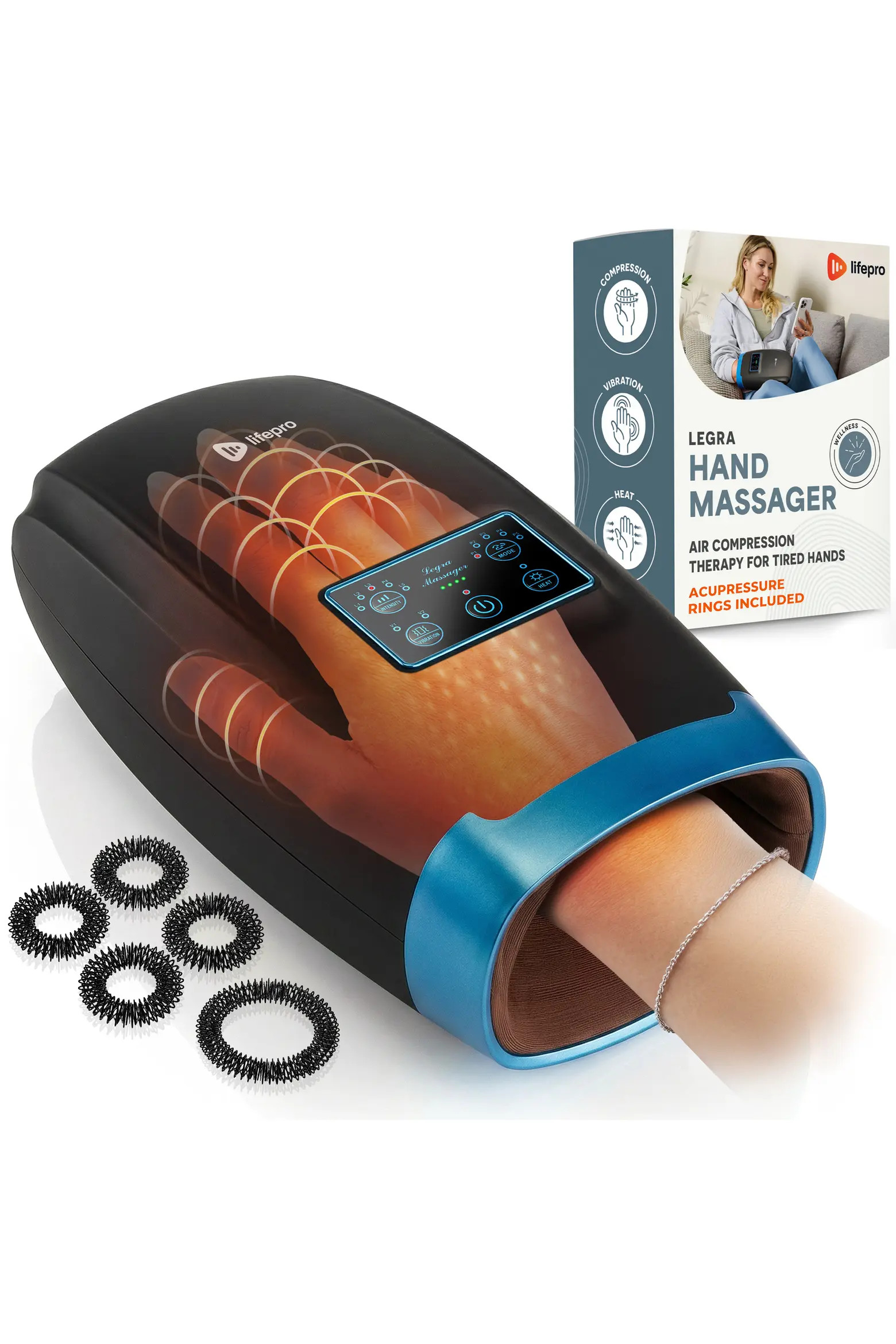 Legra Plus Hand Massager with Heat and Compression Finger, Wrist, and Palm Massager with 5 and 6 ... | Nordstrom