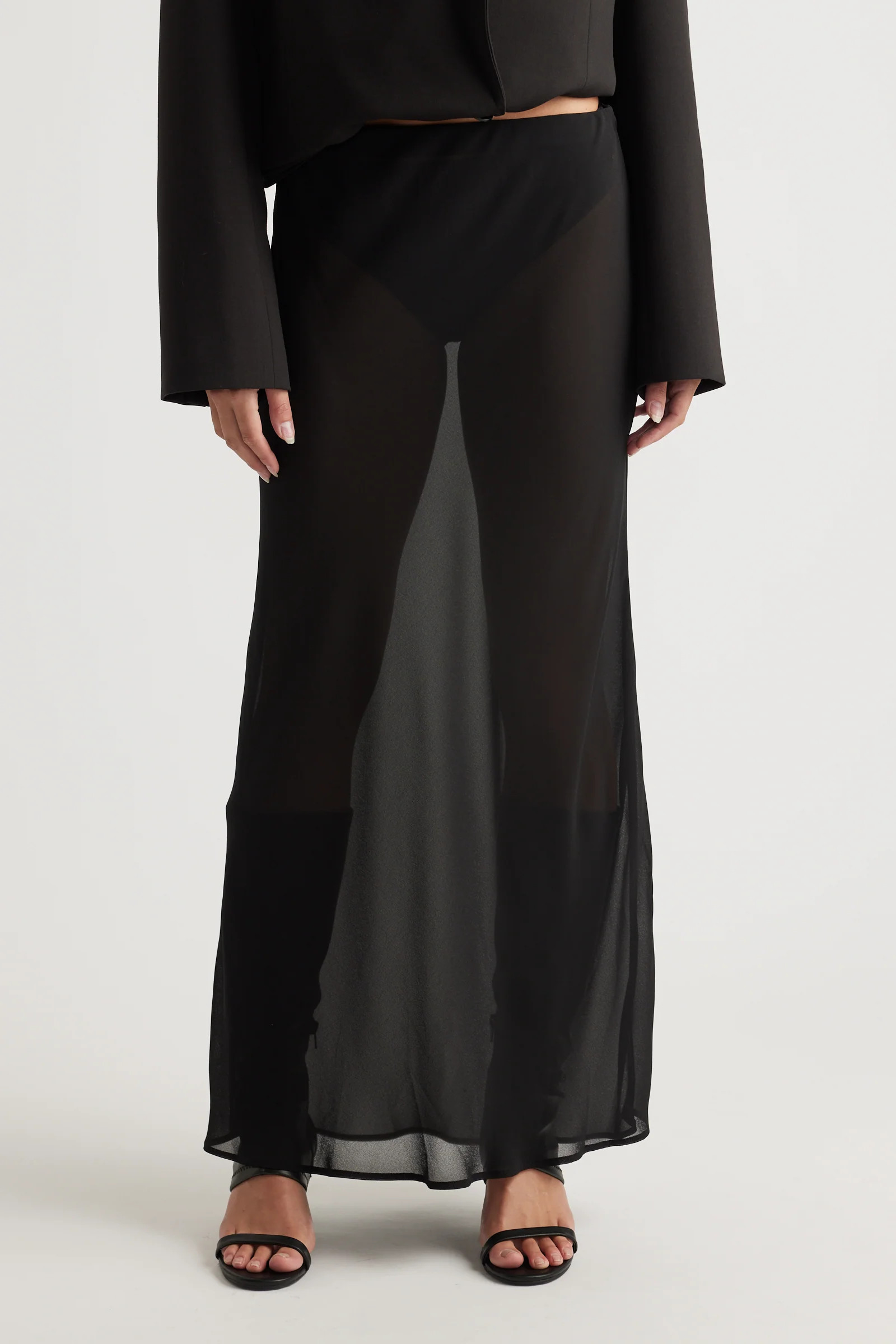 Faye Sheer Maxi Skirt - Black | DECJUBA