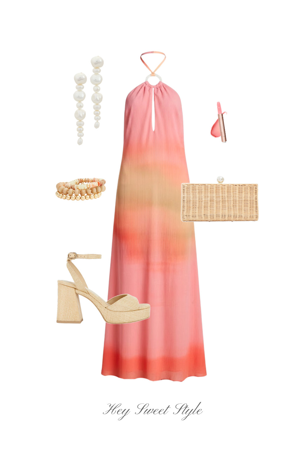Vacation Outfit: Pink Sunset Dress 🌅 

 
