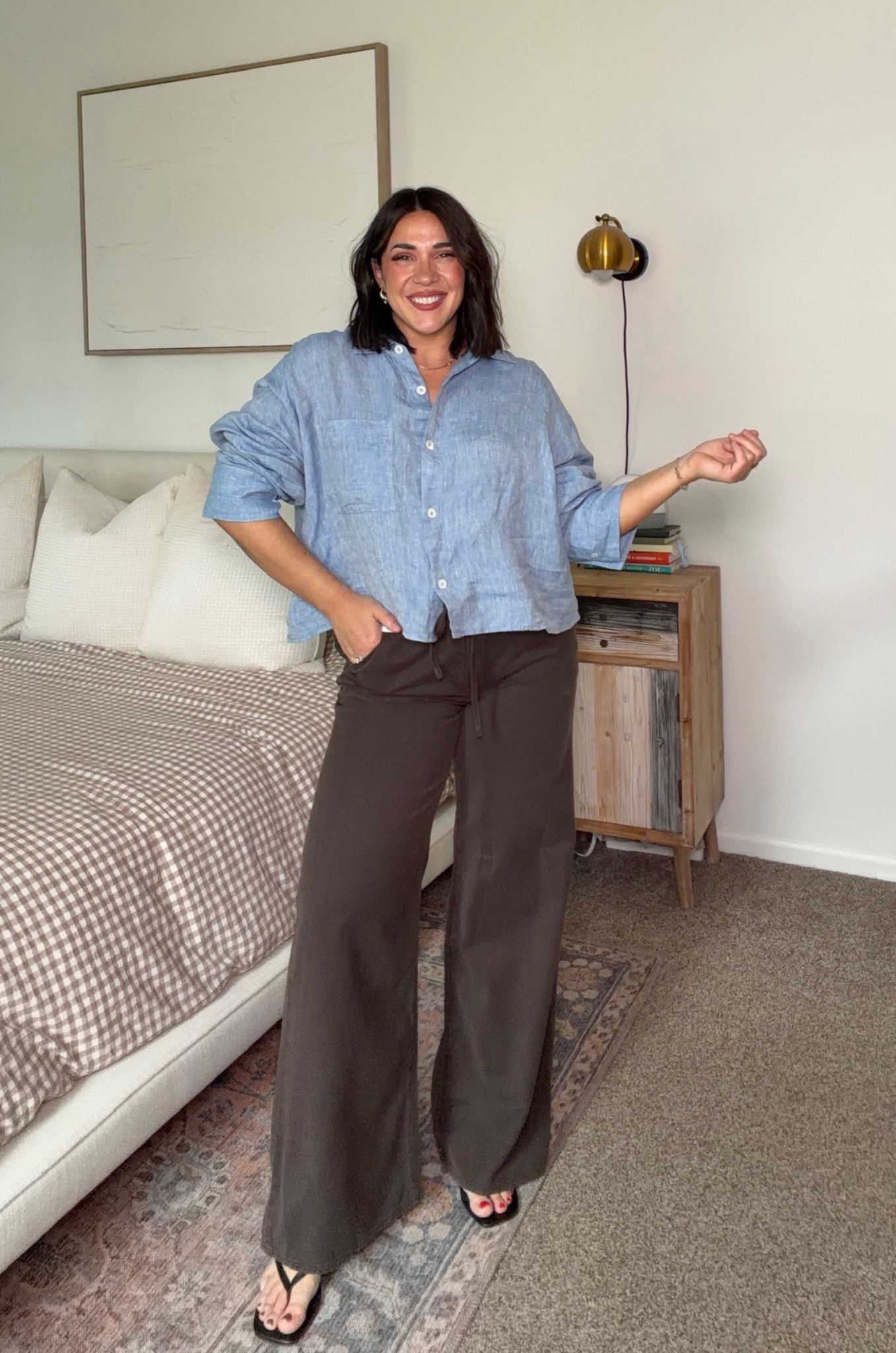Whole outfit on MAJOR SALE! use code LONGWEEKEND for extra 30% off sale prices! Comfy flow linen long sleeve I lived in during the summer! Love the drawstring pants. 

Size L/30

#LTKootd #LTKSaleAlert #LTKMidsize