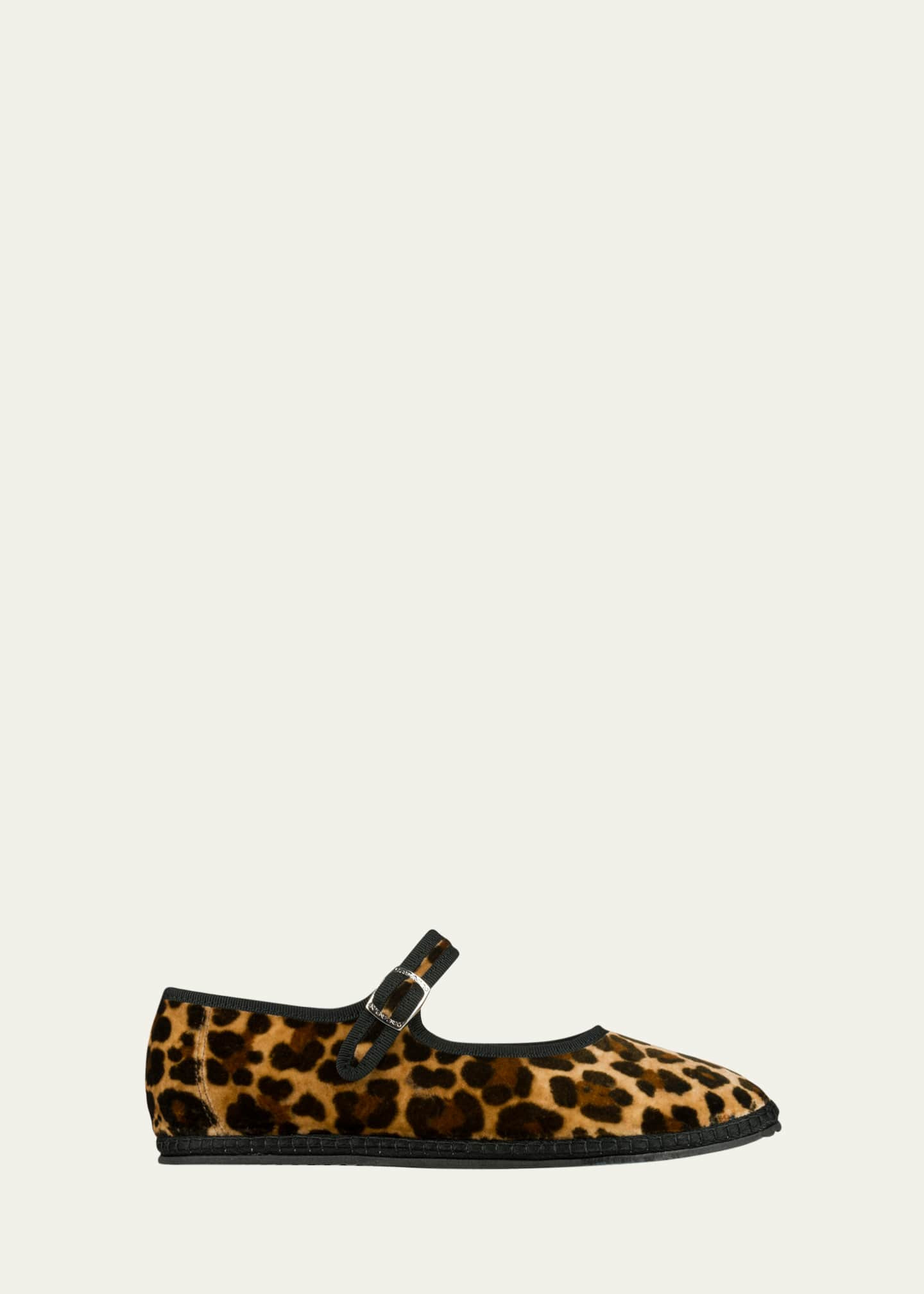 Vibi Venezia Leopard-Printed Canvas Mary Jane Ballerina Flats | Bergdorf Goodman