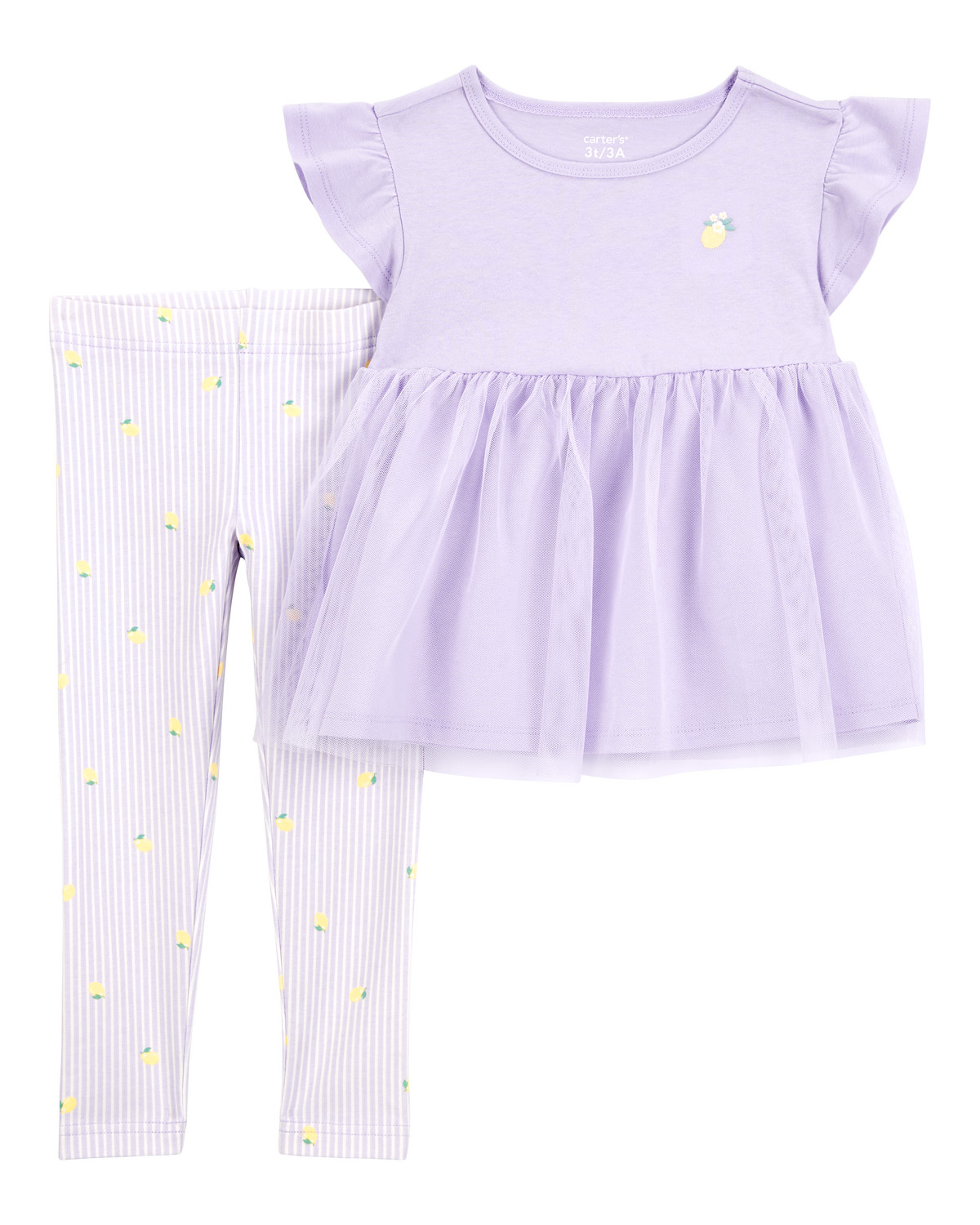 Toddler 2-Piece Lemon Tulle Top & Legging Set - Purple | Carter's Inc