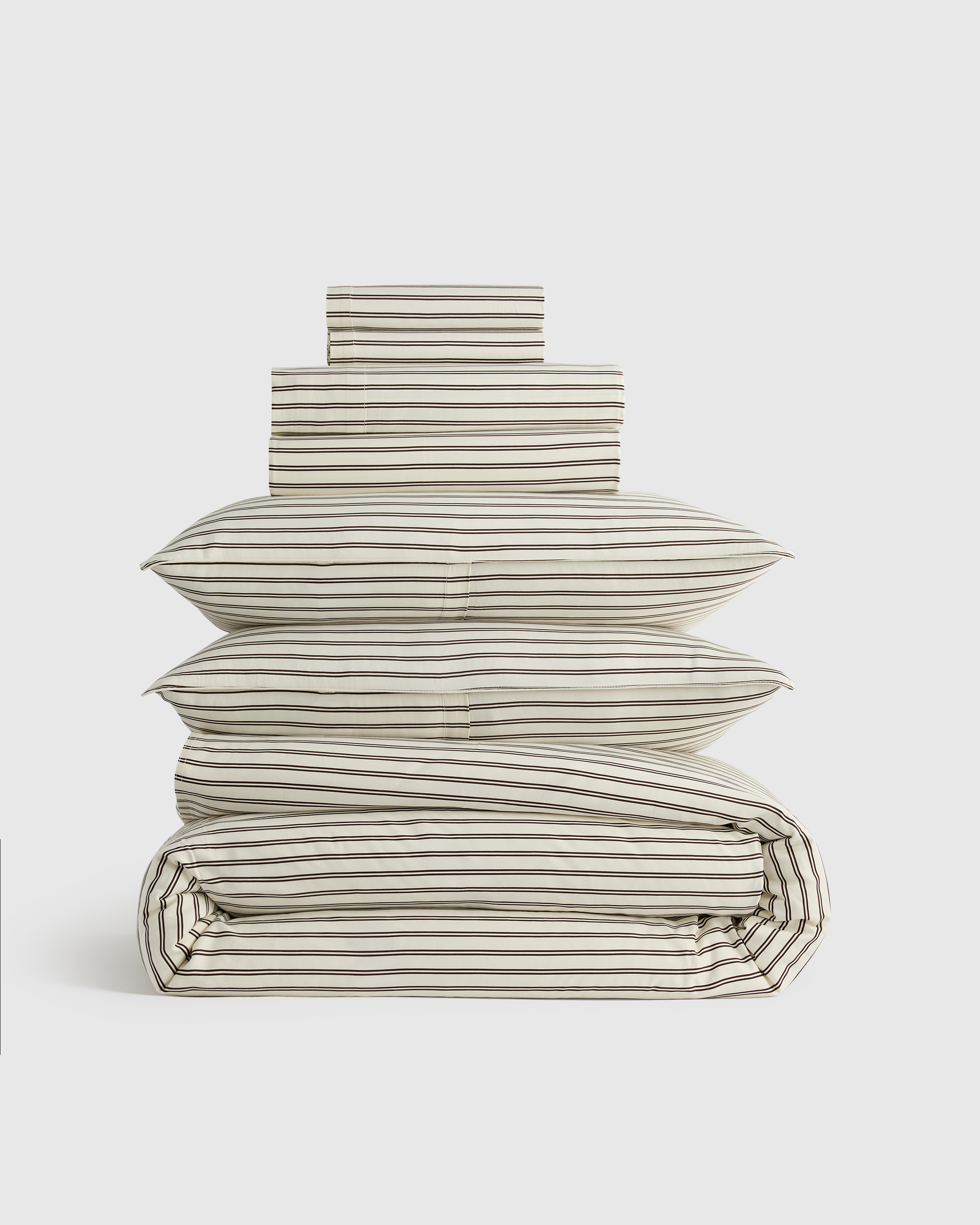 Quince | Bamboo Stripe Deluxe Bedding Bundle in Double Stripe Nightfall, Size Full, Bamboo Viscose | Quince