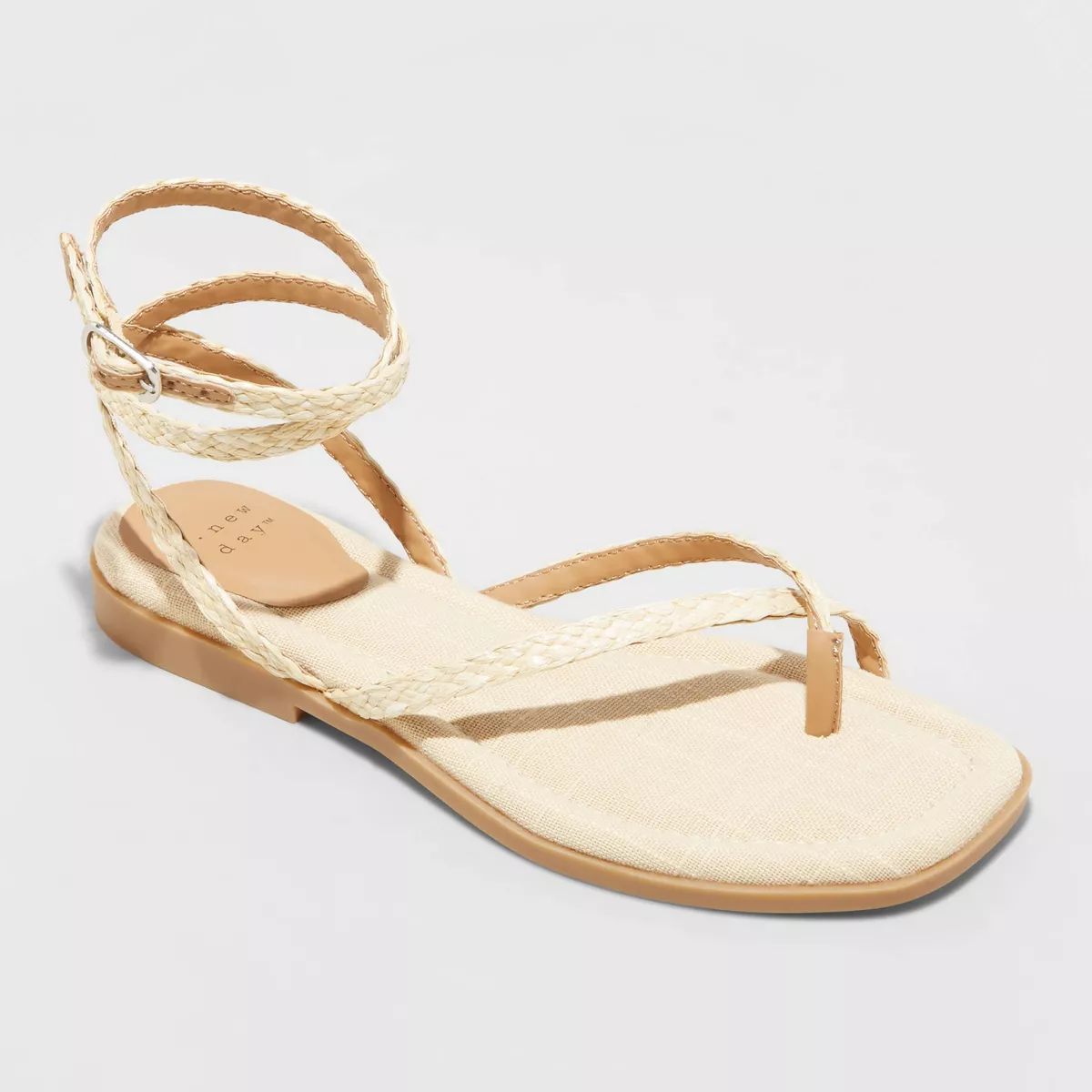 Women's Luisa Ankle Strap Thong Sandals - A New Day™ Beige 9.5 | Target