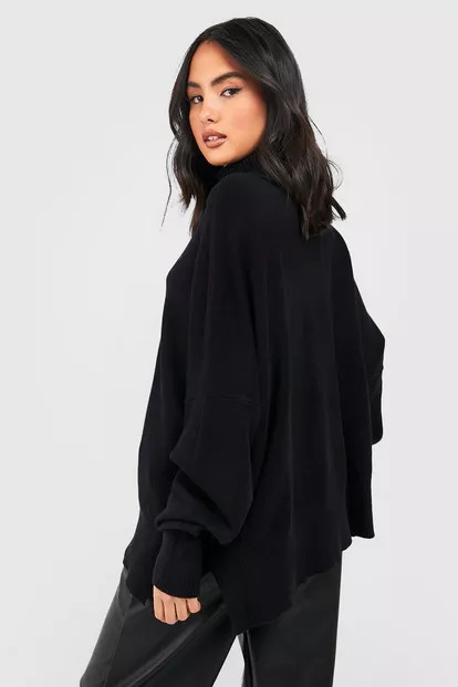 Oversized Turtle Neck Knitted Sweater | Boohoo.com (US & CA)