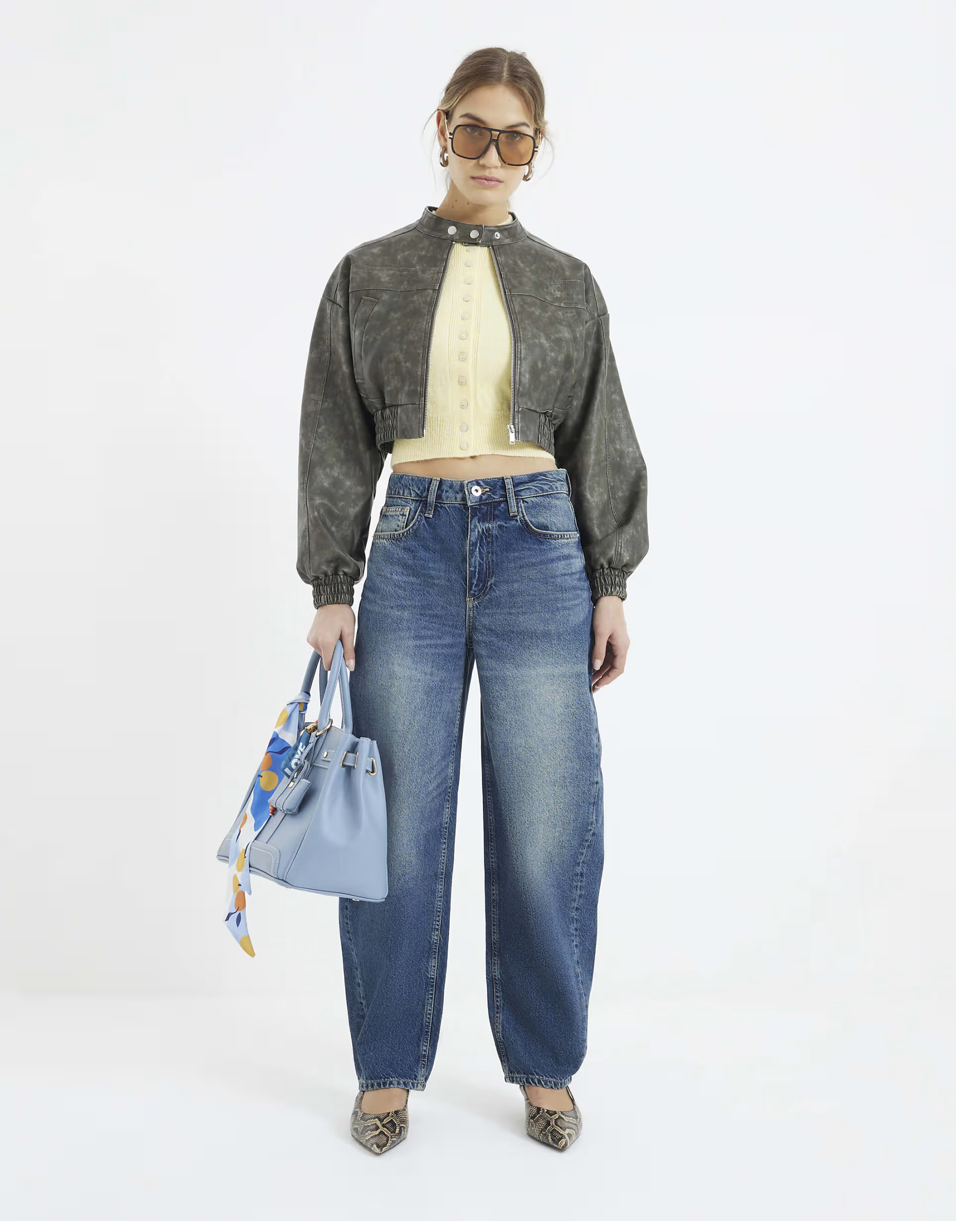 River Island Denim seamed barrel jeans in denim - medium | ASOS (Global)