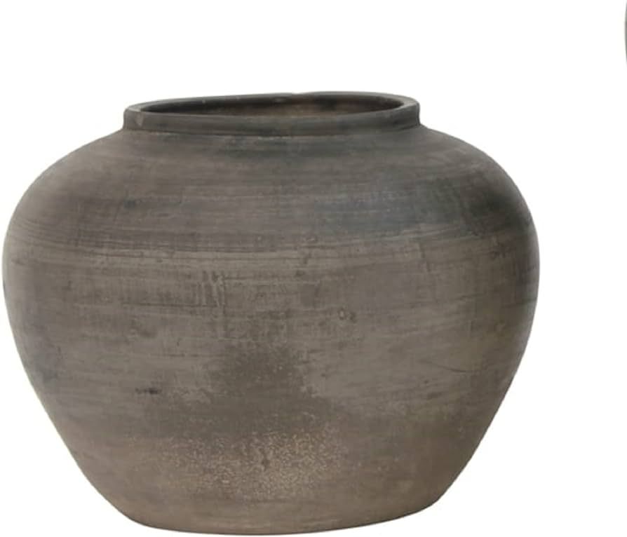 Small Charcoal/Gray Ceramic Indoor Outdoor Vintage Pottery Jar, Home and Garden Décor (Size & Co... | Amazon (US)