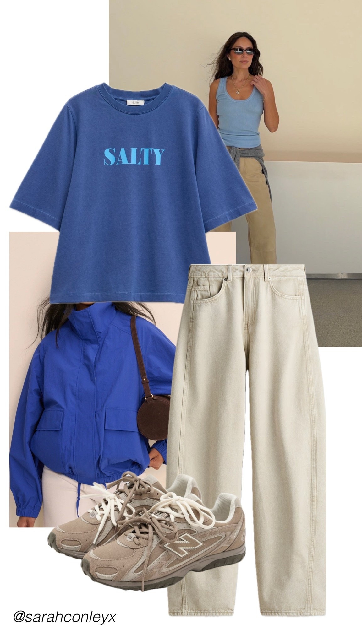 Beige and blue 

Blue lightweight jacket, beige barrel leg jeans, new balance 240l, suede trainers, slogan tee, casual summer outfit, transitional outfit

#LTKootd #LTKgrwm