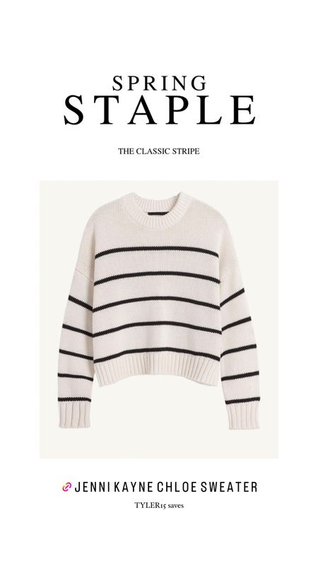 Spring staple 〰️ the classic striped sweater. This Jenni Kayne Chloe sweater was restocked and it’s the perfect oversized/cropped style for any wardrobe. TYLER15 saves 🫶🏼

#LTKSeasonal #LTKFind #LTKstyletip