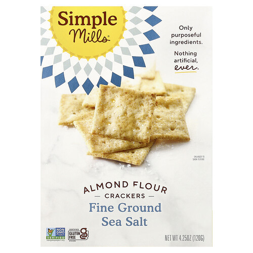 Simple Mills, Almond Flour Crackers, Fine Ground Sea Salt, 4.25 oz (120 g) | iHerb