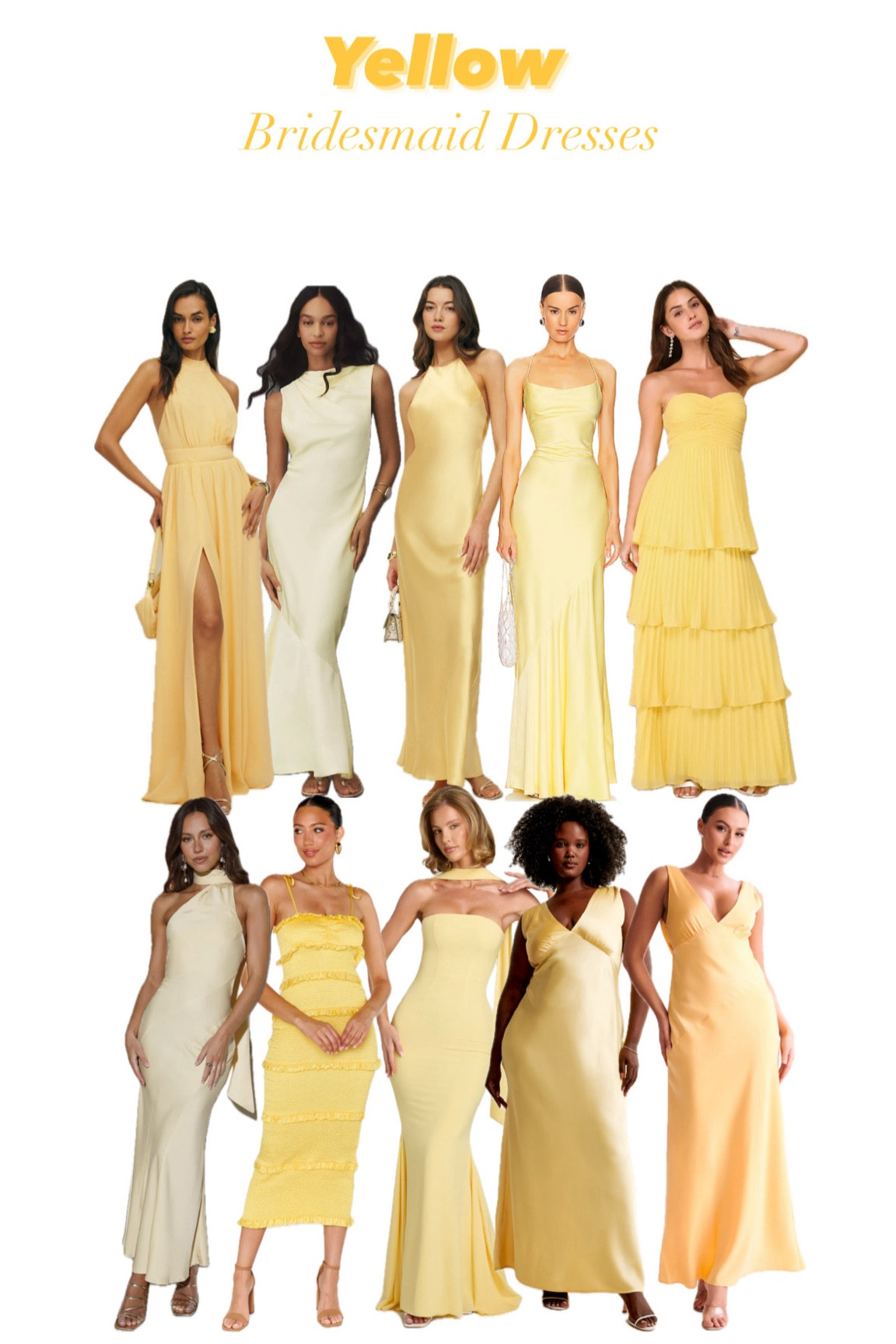 Yellow Mismatch Bridesmaid Dress Inspiration 

Yellow, Pale yellow, mismatch bridesmaid, butter yellow, spring wedding, summer wedding, wedding guest

#LTKSeasonal #LTKWedding #LTKParties