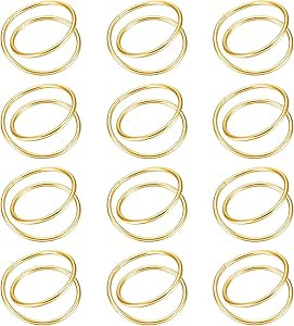 TecUnite 12 Pieces Gold Napkin Rings Metal Spiral Napkin Rings Buckles Simple Alloy Silver Pink N... | Amazon (US)