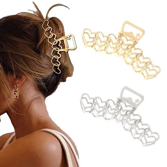 Bartosi Metal Claw Clip Heart Large Hair Clips Thick Hair Barrettes Fashion Hair Accessories for ... | Amazon (US)