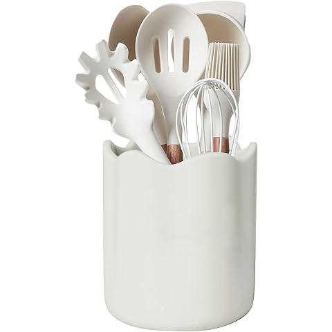 Ceramic Utensil Holder for Kitchen Counter, 6.2" Large Kitchen Utensil Holder for Countertop with... | Amazon (US)