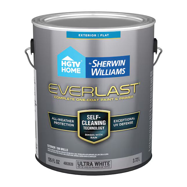 HGTV HOME by Sherwin-Williams Flat Ultra White Enamel Tintable Latex Exterior Paint + Primer (1-G... | Lowe's