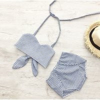 Baby Girl Clothes | Gingham Girls Outfit Newborn Beach Top & Shorts Set Summer Gift | Etsy (US)