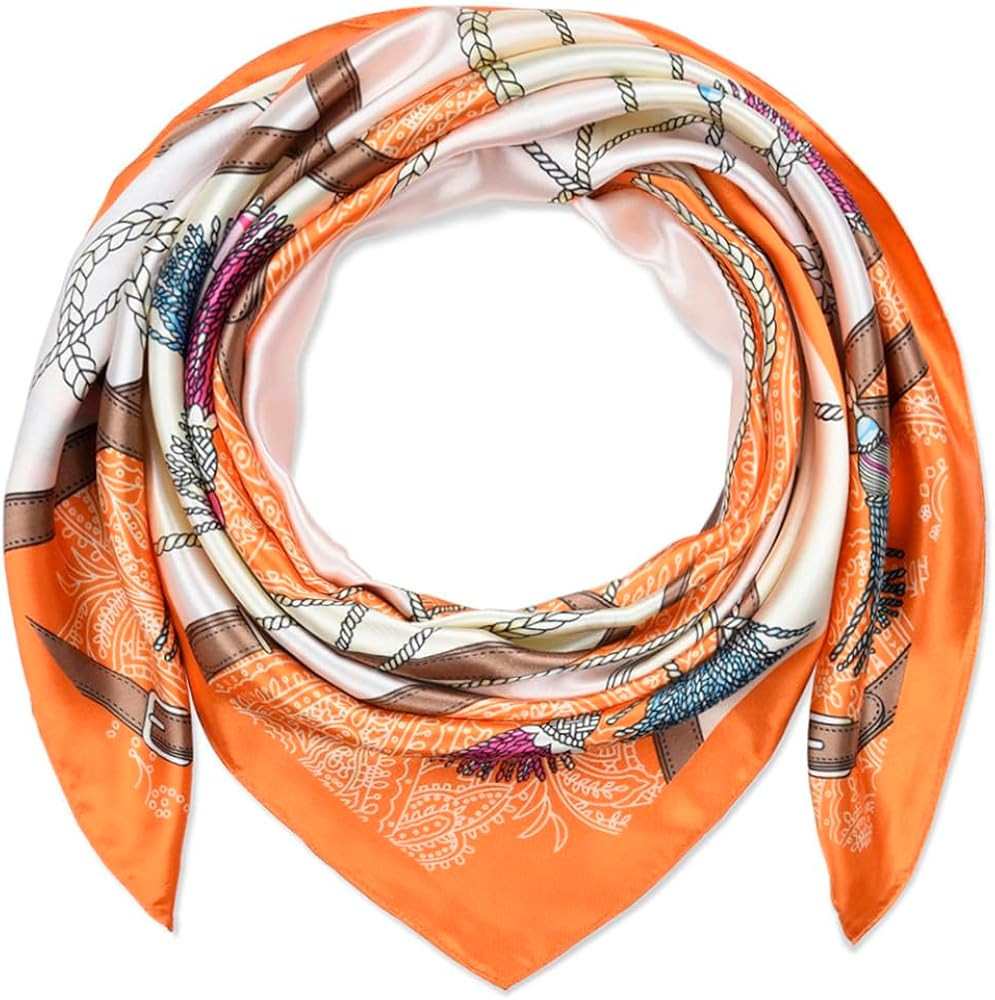 corciova 35 x 35 Large Square Hair Scarf for Women Silk Like Curly Headband Tie Sleeping at Night... | Amazon (US)