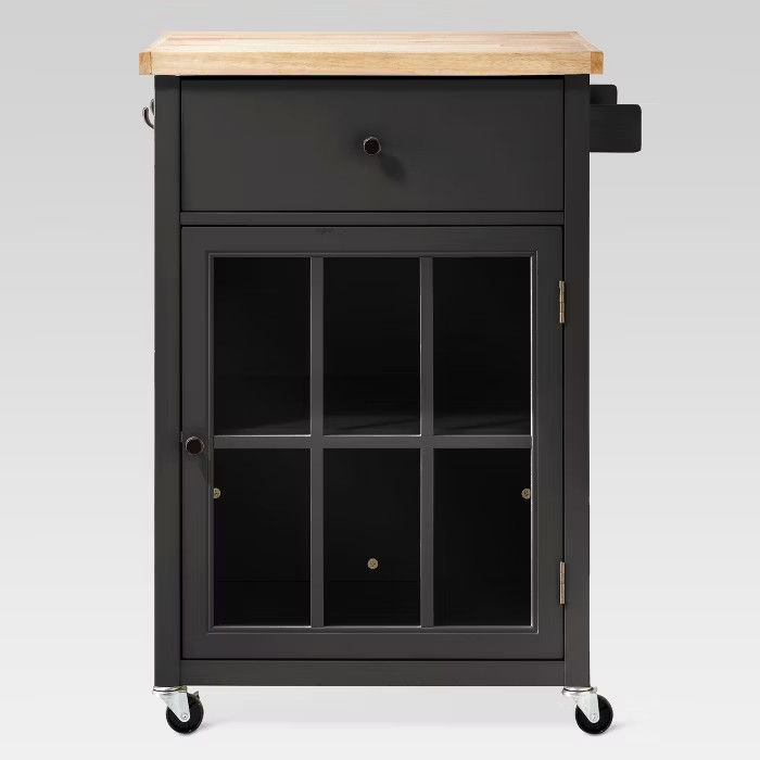 Windham Wood Top Kitchen Cart - Black - Threshold™ | Target