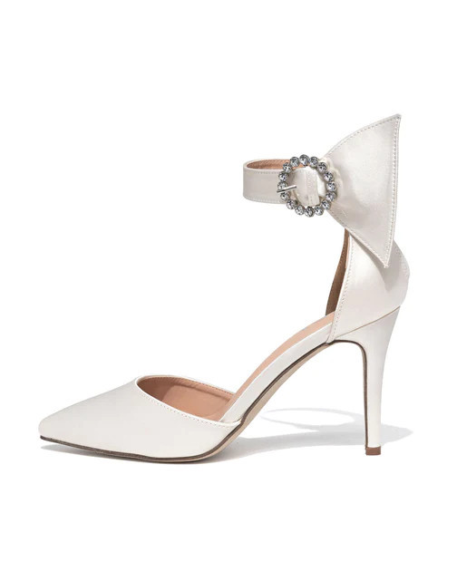 Belle Of The Ball Satin Embellished Pointed Heel - Ivory - FINAL SALE | VICI