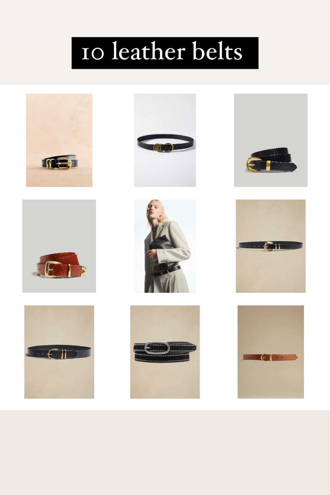 10 leather belts at all price points 