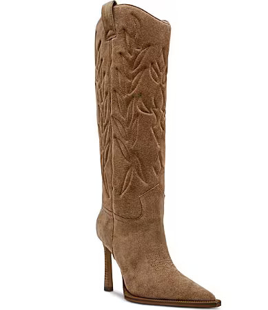 Steve Madden Kinzee Suede Stiletto Western Tall Boots - 10 | Dillard's