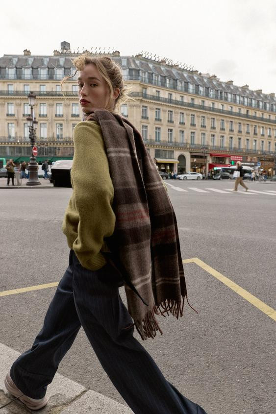 PLAID FRINGED SCARF | Zara US
