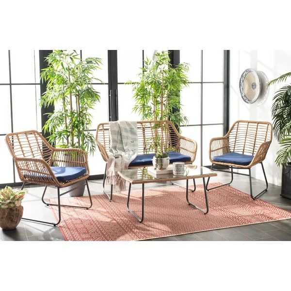 Padron 4 Piece Rattan Multiple Chairs Seating Group with Cushions | Wayfair North America