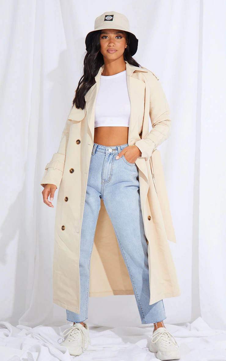 Petite Stone Oversized Trench Coat | Pretty Little Thing (Australia & New Zealand)