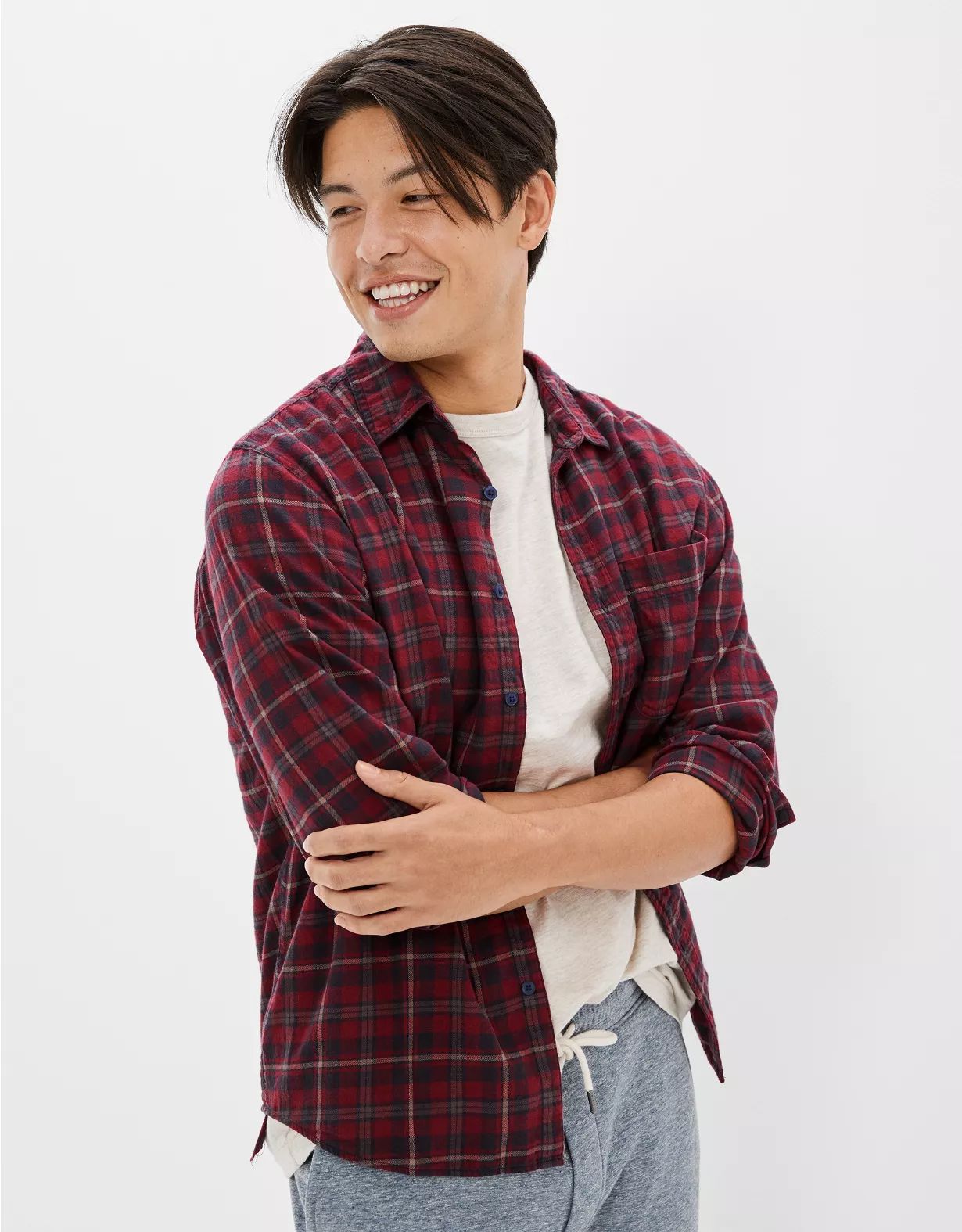 AE Super Soft Everyday Button-Up Shirt | American Eagle Outfitters (US & CA)
